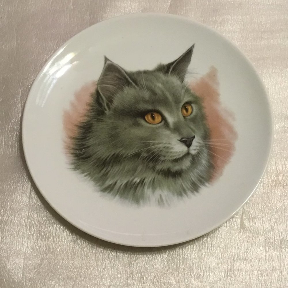 Vintage Bavaria Schumann Arzberg Germany E & R 1886 porcelain cat plate